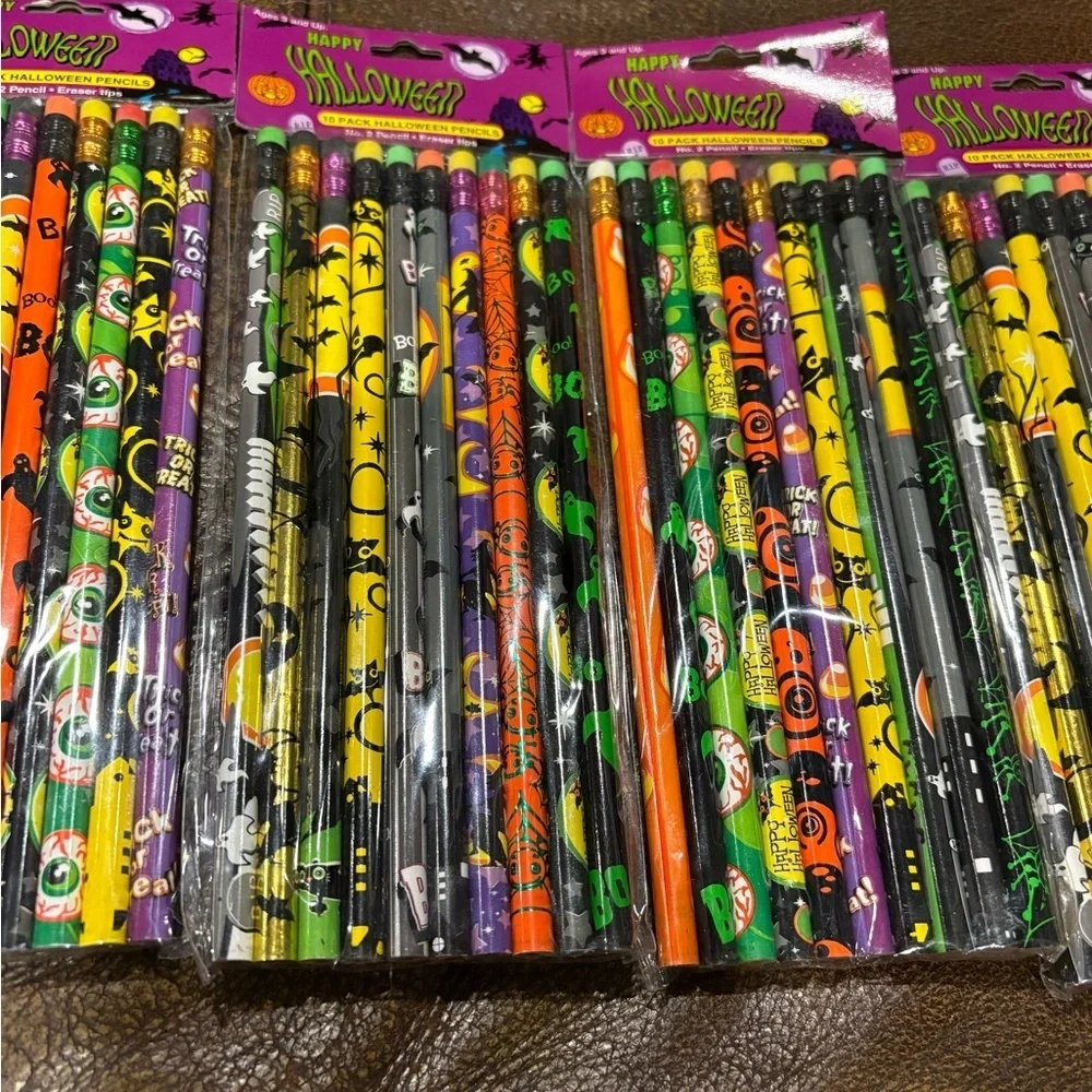 Vintage Sealed Halloween Pencils 4-10 Packs 40 Total Peachtree Playthings 2003